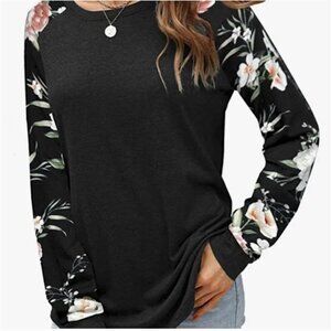 Aifer Black‎ Floral Top XL Flower Sleeves